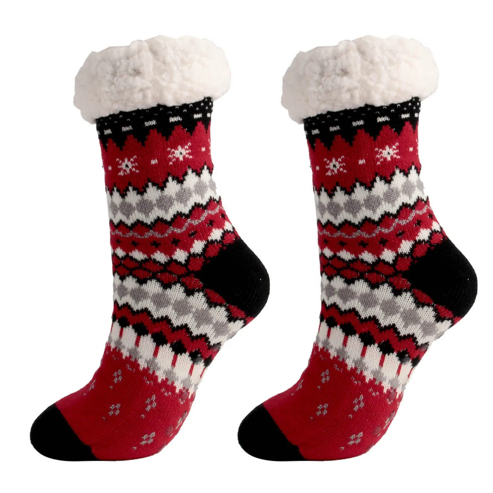 

Christmas Socks Women Winter Warm Cotton Calcetines Mujer Fleece Thicker Non Slip Slipper Sock носки женские Solid Color Hot